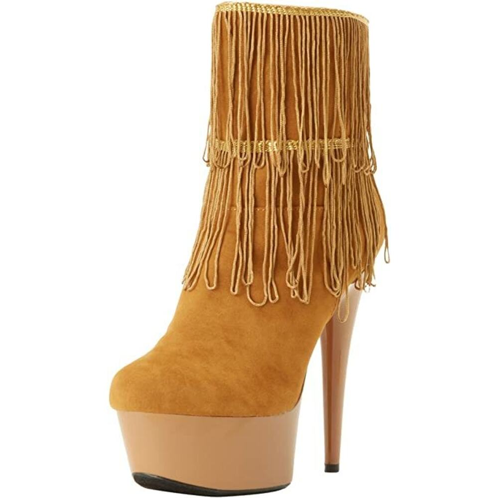 The Highest Heel Women's Amber-401 Tan Suede Ankle High Boot - Size 10